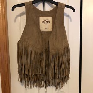 Tan fringe vest